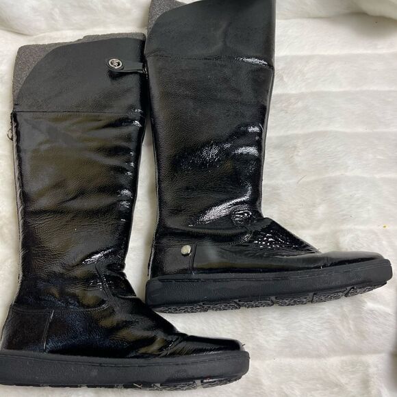 Michael Kors patent leather black knee high boots back zipper logo accent SZ7.5 - Picture 12 of 12